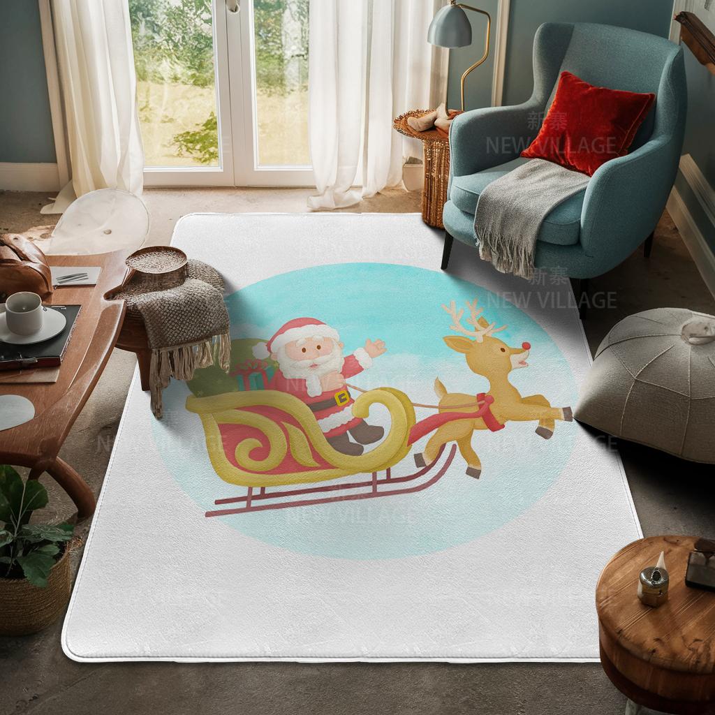 House Entrance Carpet Home Door Mat Living Room Bath Foot Bathroom Non-slip Water Absorption Rugs Bath Merry Christmas Winter
