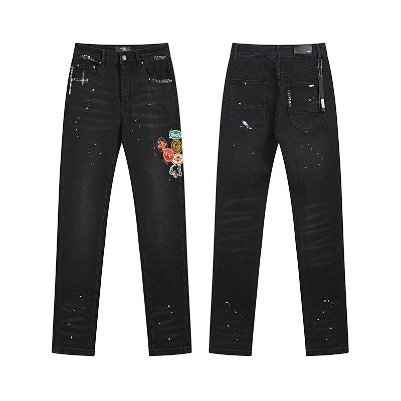 Purple Brand Ink Printing Meichao High Street Retro Ripped Casual Trend Denim Horn Pants Small Feet