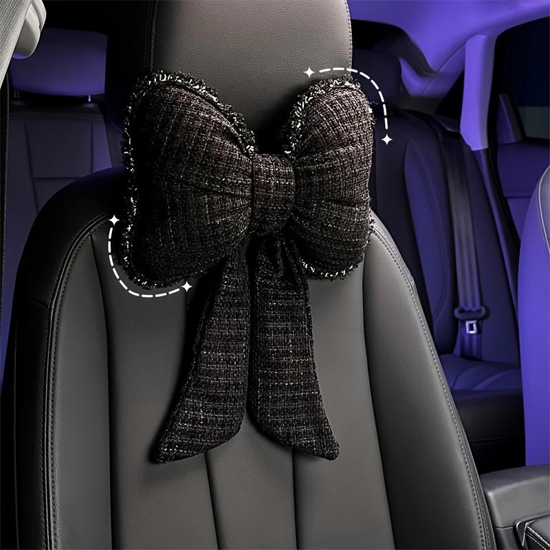 

Fashion Car Headrest Neck Pillow Summer Bowknot Neckpillow Tweed Style Fashionable Decor Four Seasons Car Interior Accessories чёрный