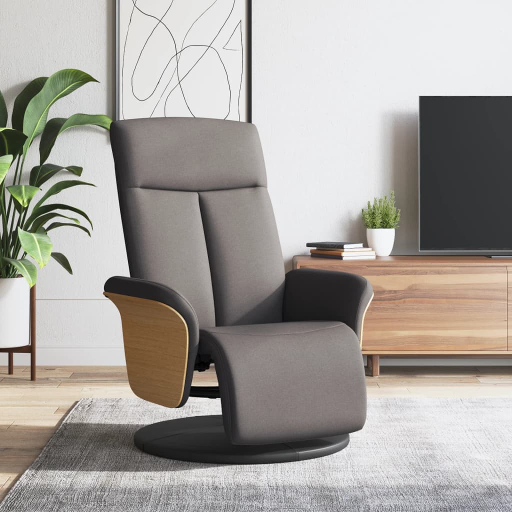 Recliner with Footrest Taupe Fabric
