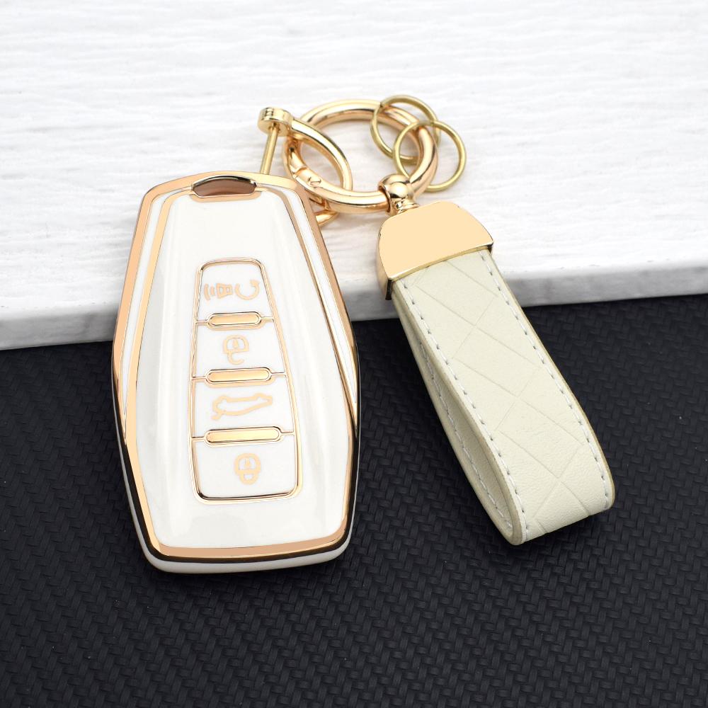 New Protective Key Case Cover for Geely Coolray 2024/X6/Emgrand/Global Hawk GX7 Soft TPU Key Case With Key Chain Auto Parts