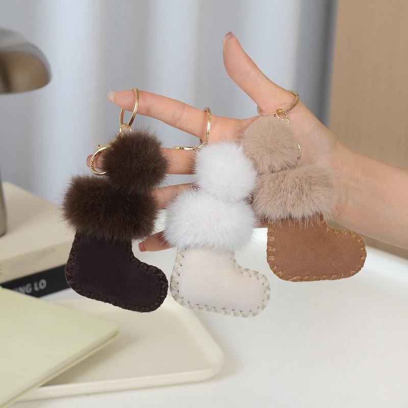Yogodlns Kawaii Christmas Stocking Mini Boot Plush Keychain Cute Xmas Keyring Bag Charm Accessories Pendant Holiday Gift for Women