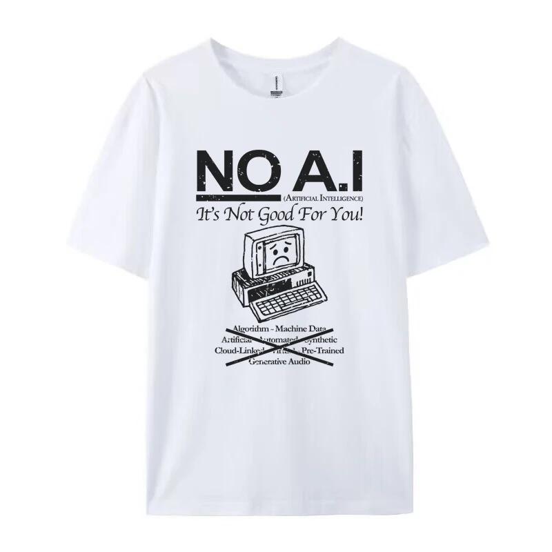 

Unisex 90s Retro Hippie Anti AI Graphic Tees Funny Streetwear TShirts Oversized Fashion Short Sleeve Tops for Women And Unisex S