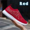 Fashion Women Flat Shoes Knitted Shoes Breathable Mesh Sneakers Crystals Sparkly Sock Shoes Casual Lightweight Walking Shoes