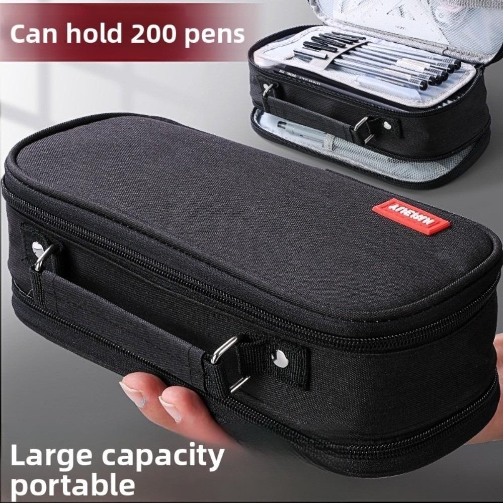 Portable Canvas Pencil Bag Multi-functional Thickening Large Capacity Stationery Bag Handheld 5 Layers Storage Box School