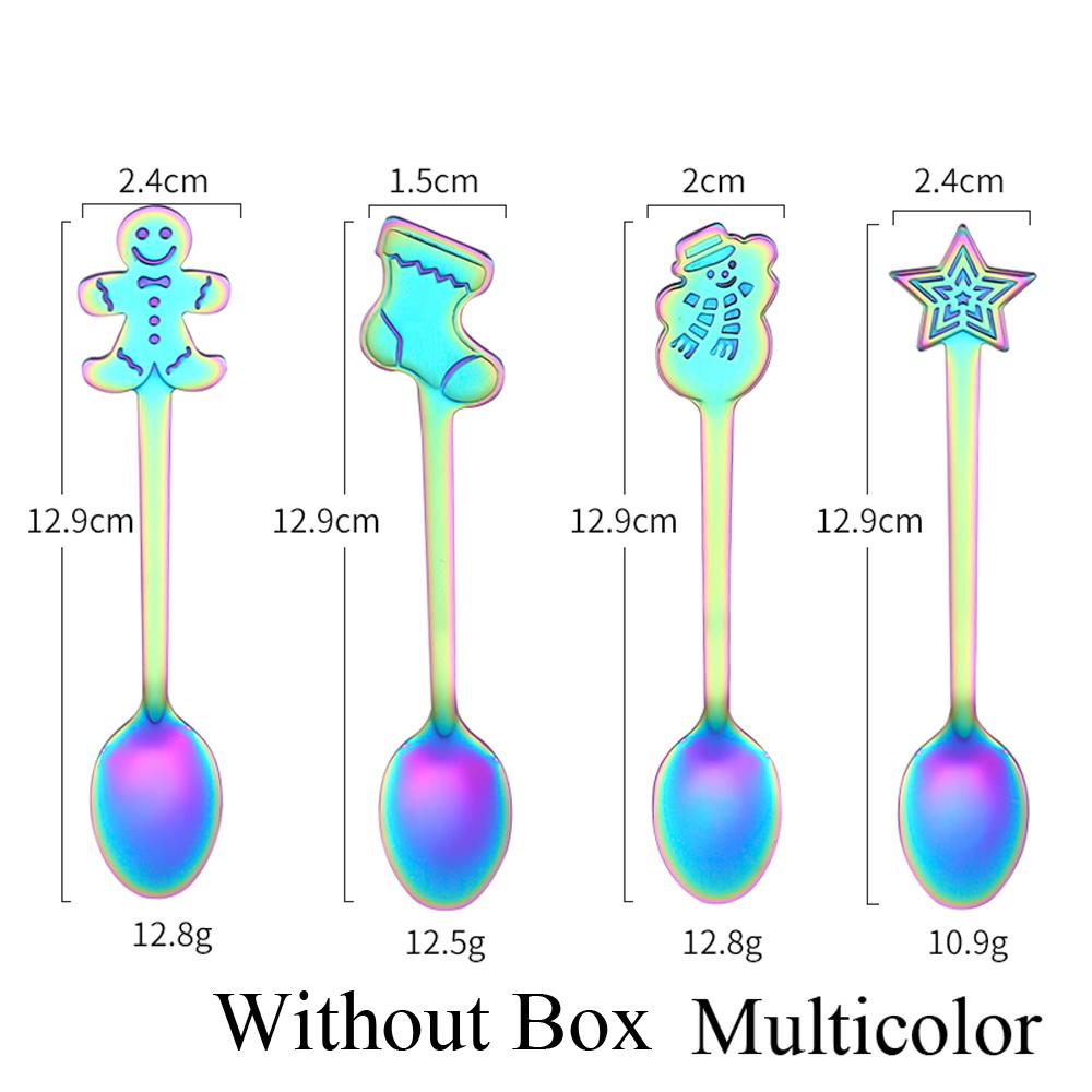 4pcs/set Stainless Steel Christmas Tableware Coffee Spoons Ice Cream Desserts Spoon Snowman Xmas Tree Kids Drinking Tea Scoops