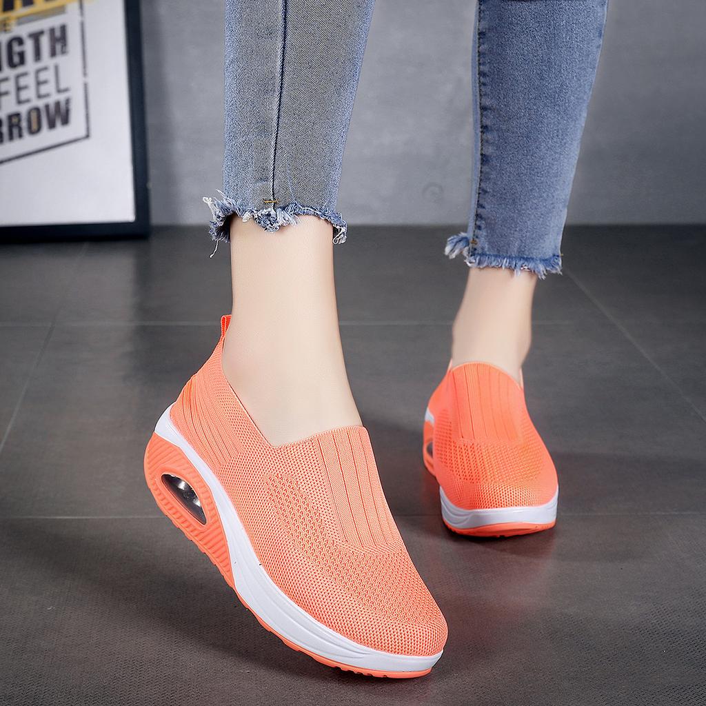 Summer Women Fashion Vulcanized Sneakers Platform Solid Color Flat Ladies Shoes Casual Breathable Wedges Ladies Walking Sneakers