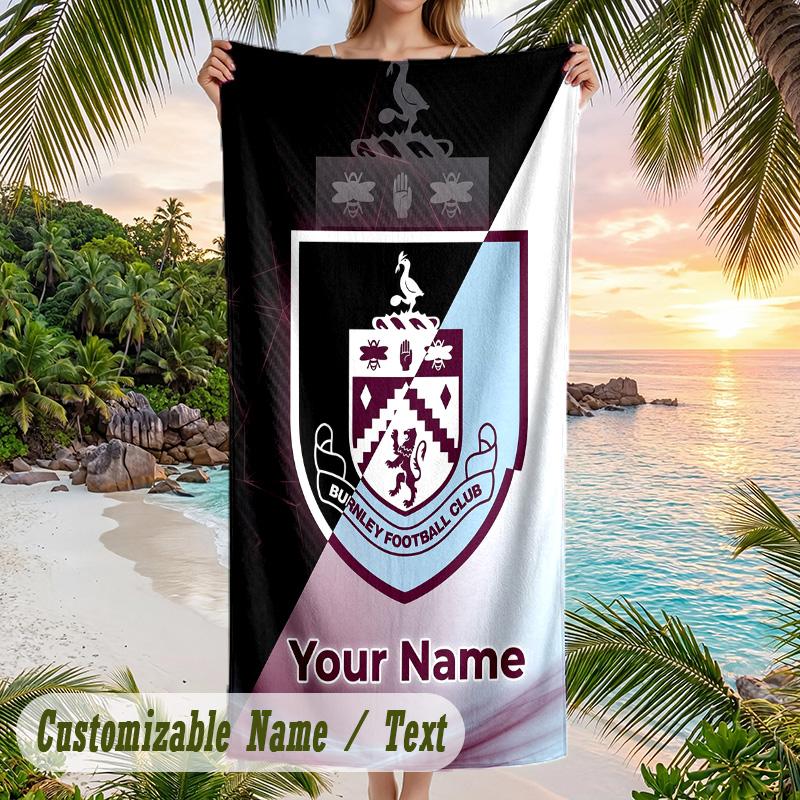 Beach Towel Burnley Football Print Custom Name Text Soft Towel for Swimming Pool