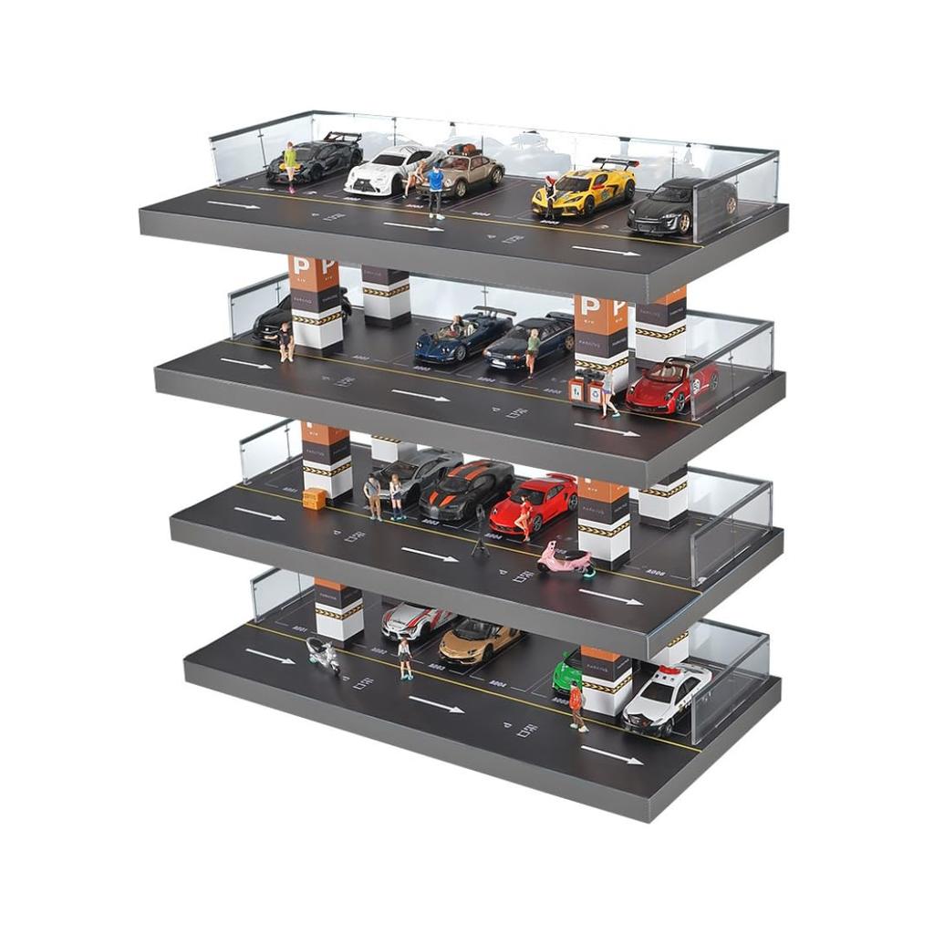 Měřítko Garáž Showroom Model 22222451 Parkoviště Pit Garáž Dioráma s Miniaturními Auty 1/64 [Použité]