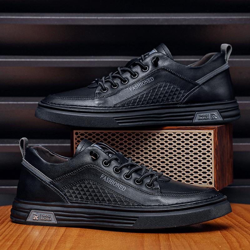 Herrskor vår nya andningsbara små vita skor enpedals mångsidiga studentlöparskor mjuk sula platt sula sportskor