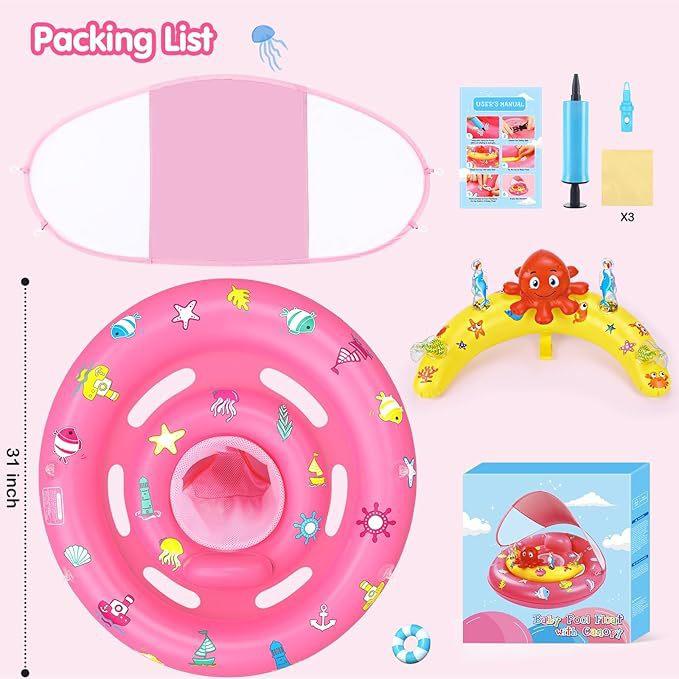 Children's Swimming Ring Awning Baby Seat With Toy Table Pants Circle Octopus Round Seat