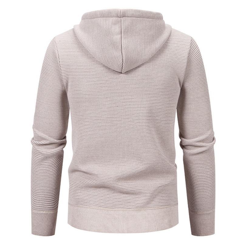 Men S Solid Color Hooded Fleece Knit Cardigan Autumn Winter Casual Coat