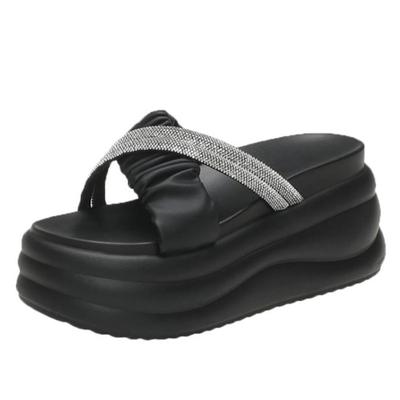 Fashion New Women 2024 Summer Platform Sandals Beige Thick Bottom Slippers Woman 8.5CM High Heels Fashion Open Toe Outdoor Beach Slides
