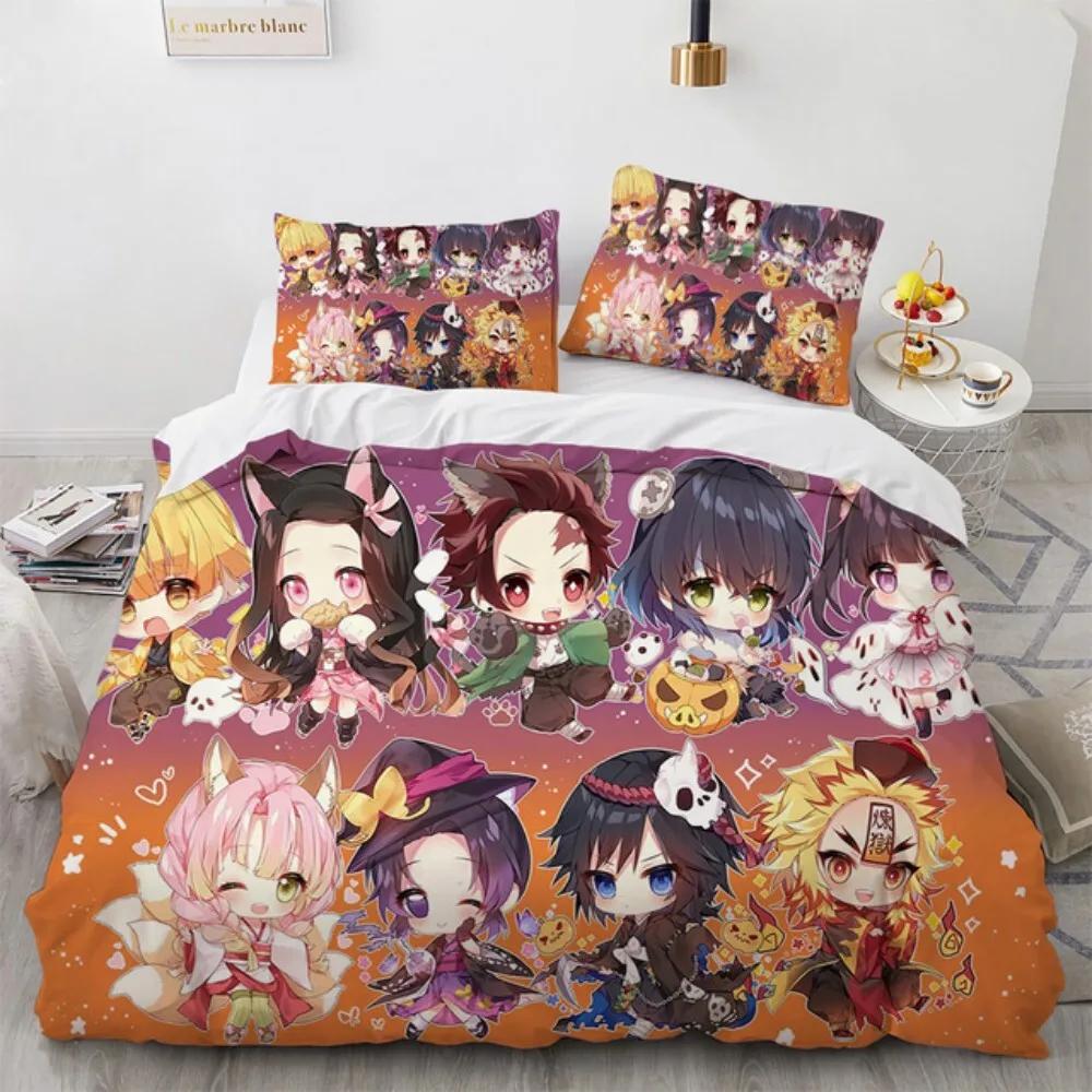 Hot Kamado Nezuko Bedding Sets Anime Demon Slayer Bedspread for Teens Girls Fashion Twin Single Queen King Full Size Duvet Cover