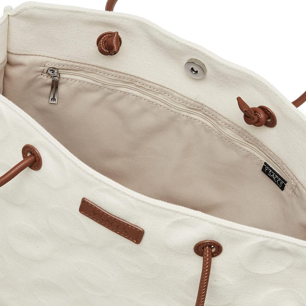 Shoulder heat embossed polka dot canvas medium camel [Isaac] bag, tote, size, women's, (22)