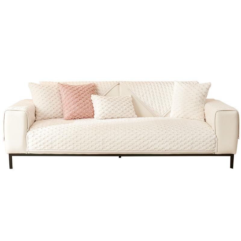 Sofakissen Winter Verdicktes Fleecekissen Rutschfestes Ledersofabezug-Bezugstuch