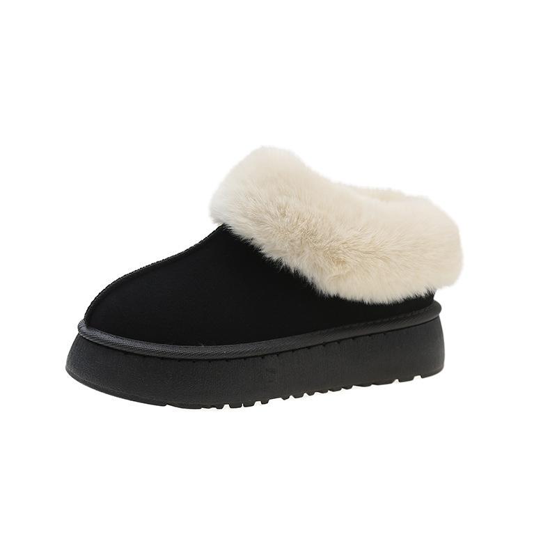Thick-soled Warm Snow Boots for Women 2025 Winter Thickened Warm Fur Integrated Outer Wear Casual Fluffy Shoes