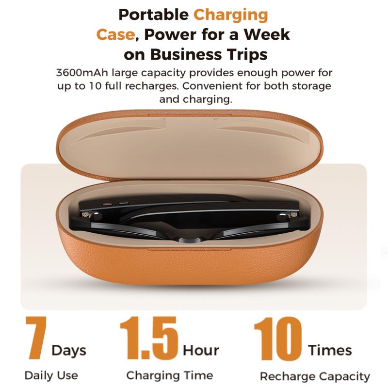 Occhiali Smart M02 Ultra: Fotocamera da 8 MP, Custodia con Ricarica Inversa, Riconoscimento Oggetti WiFi, Traduzione in Tempo Reale ChatGPT, Assistente Vocale AI