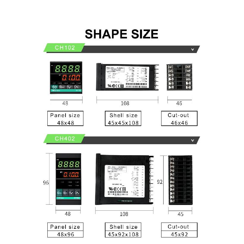 Dual Output SSR and Relay CH102 CH402 CH702 CH902 2 ALarms LCD Digital PID Intelligent Temperature Controller 100-240VAC
