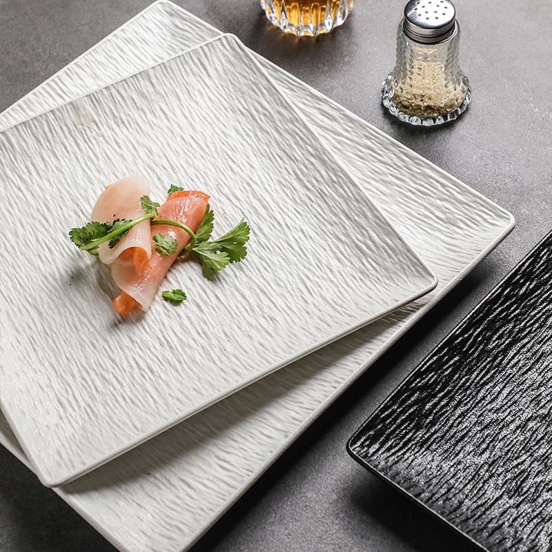 High-End Black Ceramic Square Steak Plate - Lightweight, Luxury, Stylish Dish for Home Use
