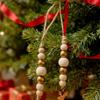 10Pcs Wooden Beads Ornament Wood Beaded Christmas Tree Decoration For Wall Window Staircase Holiday Party Decoration