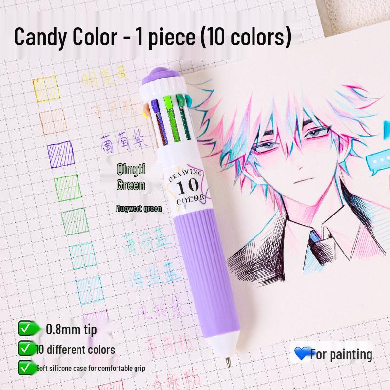 10-Color Stackable Ballpoint Pen Set – Press-Type, Multi-Functional Pens for Drawing & Journaling for Elementary Students