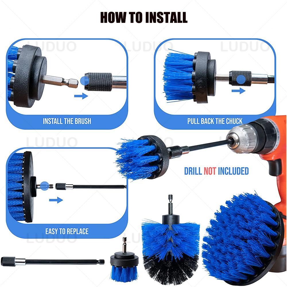 98/85/50mm Auto Polierset Bohrbürste Elektrische Schrubberbürste für Teppich Reifen Badewanne Badezimmer Küche Kraftreinigungswerkzeuge
