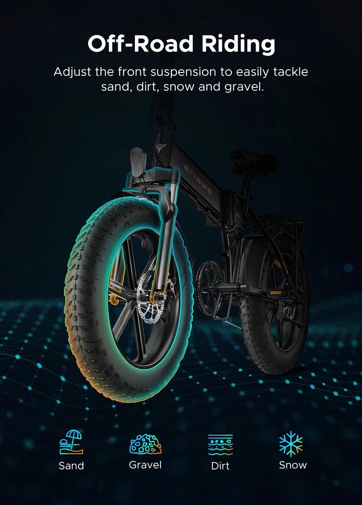 ENGWE EP-2PRO 250W  Powerful Motor 48V 13AH Lithium Battery Electric Bike 20*4 Inch Fat Tire Adult Folding Electric Bicycle