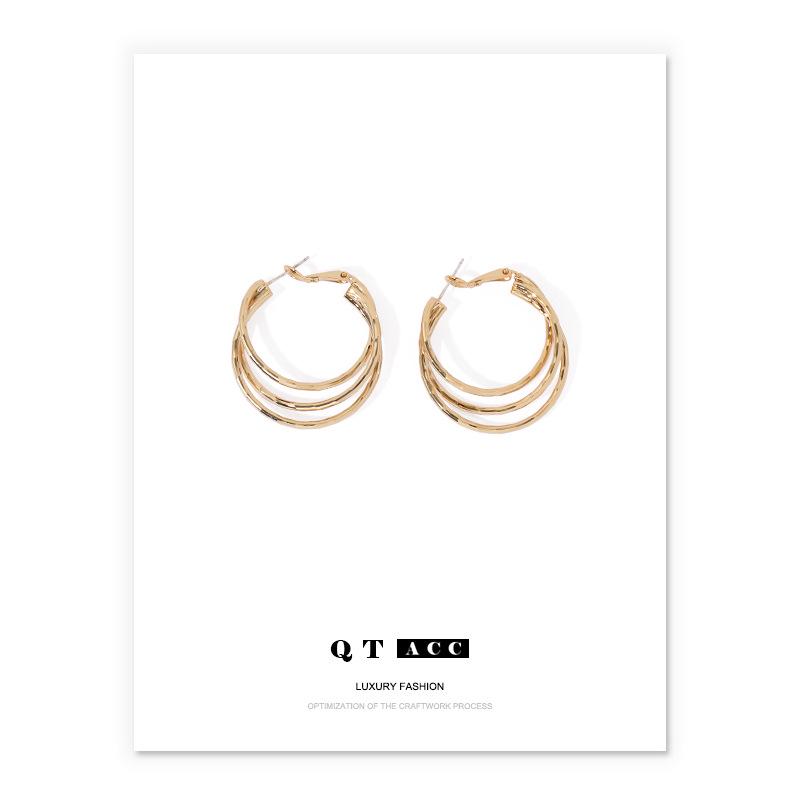 

Модные многослойные серьги-кольца из латуни с позолотой 18 карат - Трендовые каффы в европейском и американском стиле для женщин.