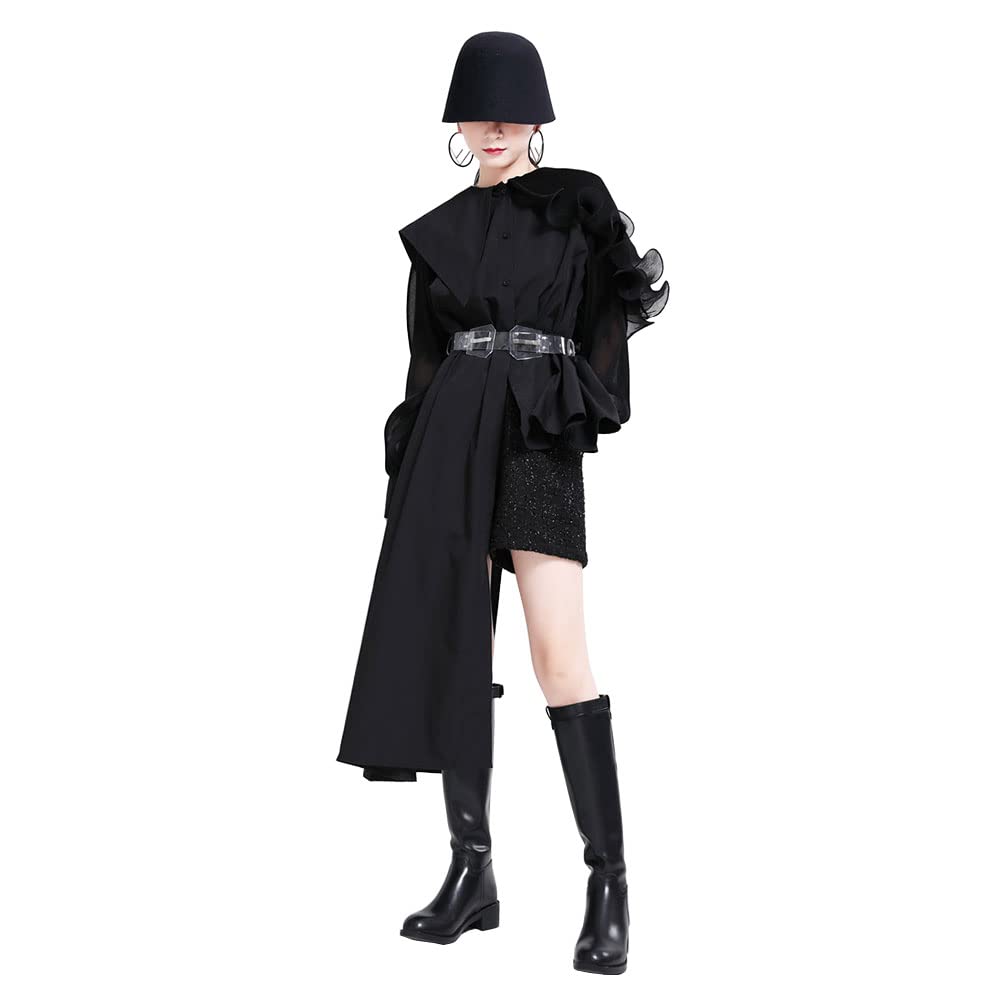 

Асимметричная блузка Morino с широким длинным поясом для уличного сценического образа, женская, с оборками, приталенная, модная, из модала, стильная, для концерта, костюм, рукава 3/4