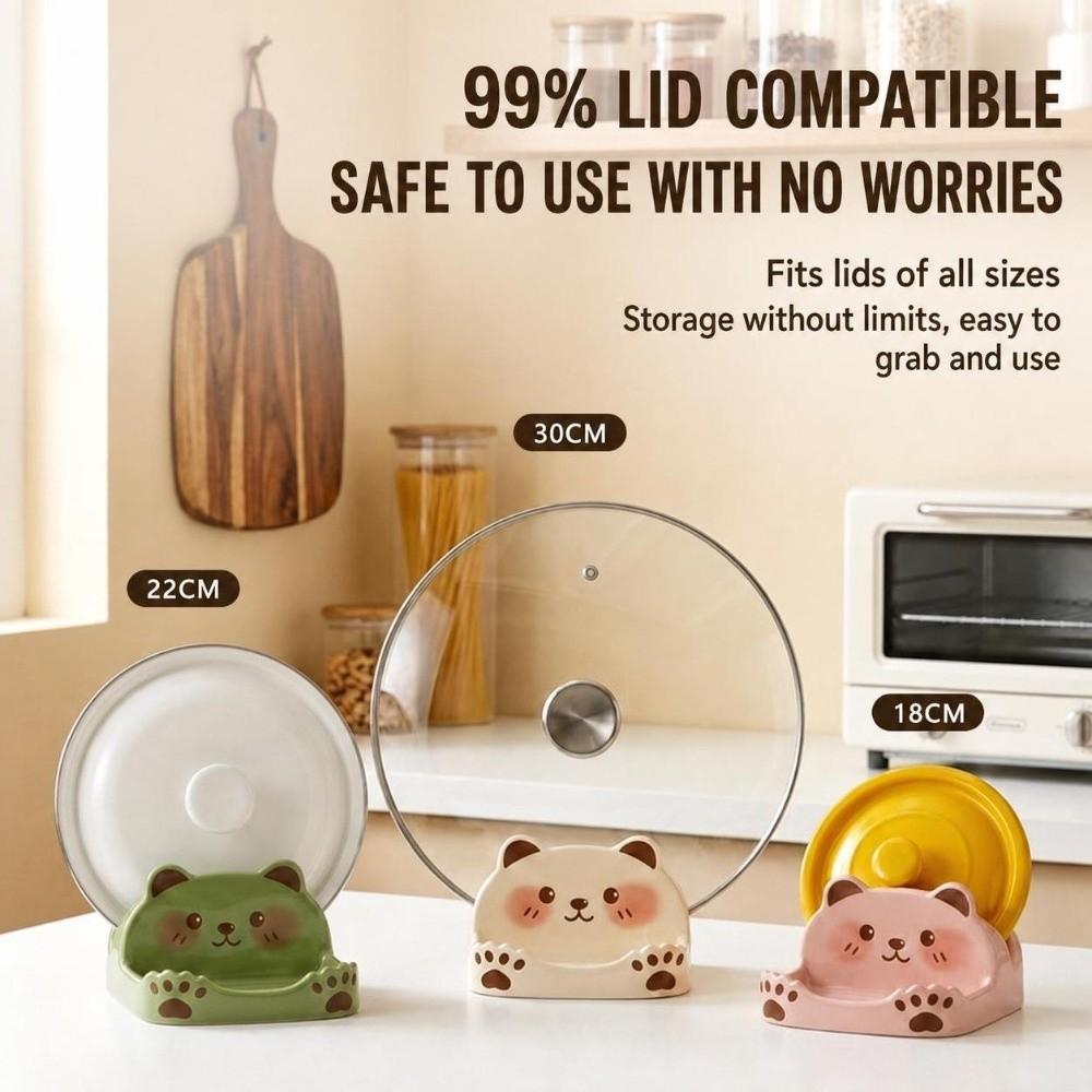 Bear Shape Design Lid Holder Non-Slip Pot Lid Rack Kitchen Counter Organizer  Kitchen Counter