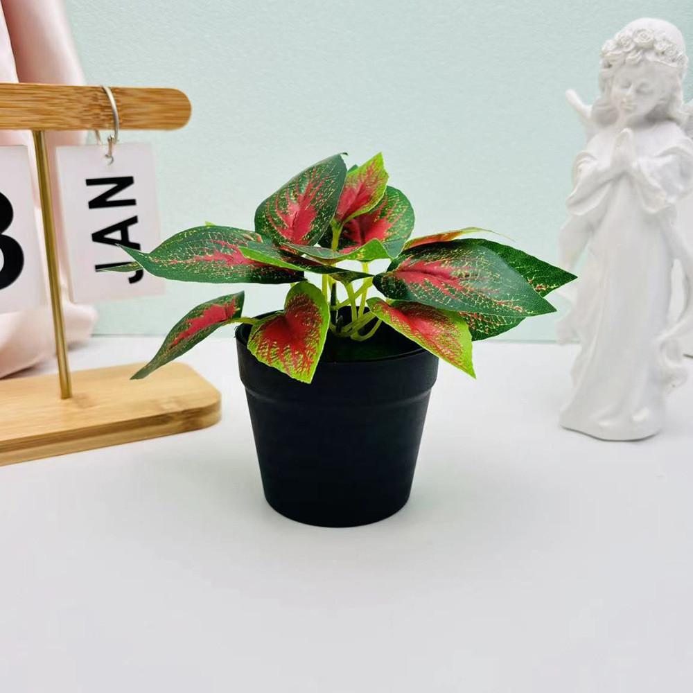 Mini Plastic Green Plant Pot With Realistic Foliage For Home Office Decor