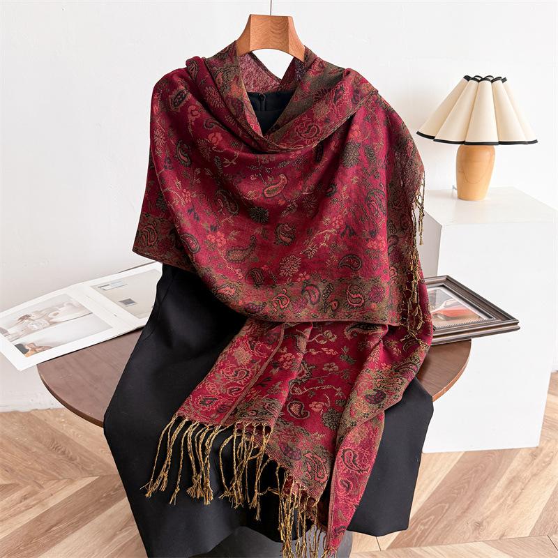 Women Vintage Paisley Print Scarf Cashmere Feel Shawl Tassel Warm Wrap Scarf Large Thick Winter Stole Ladie Outdoor Travel Gift