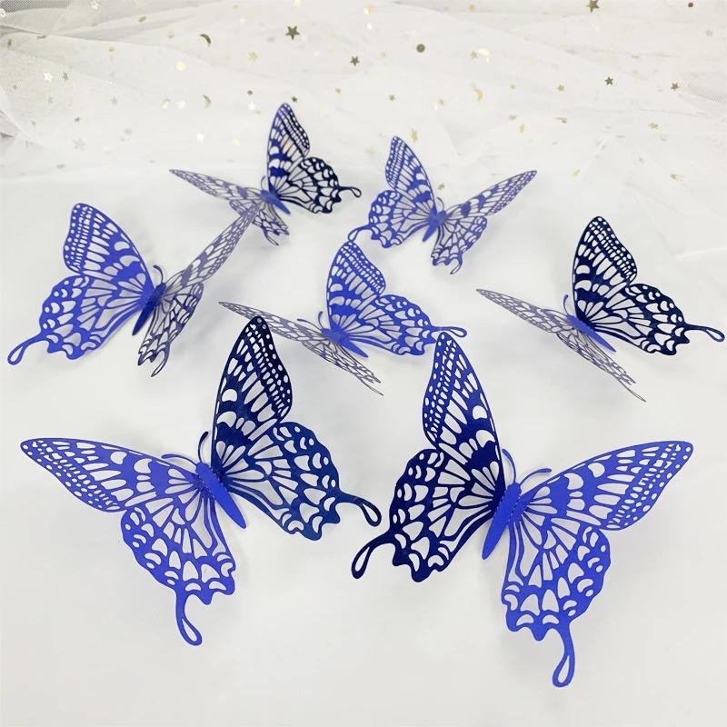 12Pcs 3D Hollow Colorful Butterfly Wall Stickers For Wedding Decoration Bedroom Children's Room Wall Art Kids Room Living Room