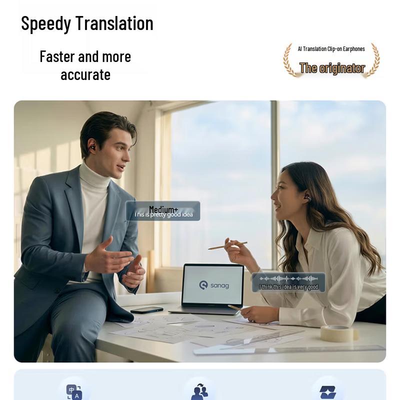 SANAG Open-Ear AI Translator Bluetooth Headset