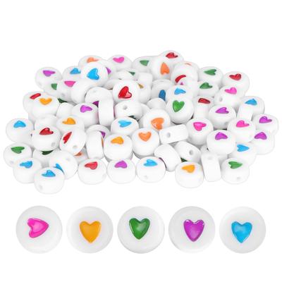 100 Pezzi Perline Acriliche Colorate Ciondolo a Cuore Bracciale Collana Fai da Te Accessori per Gioielli