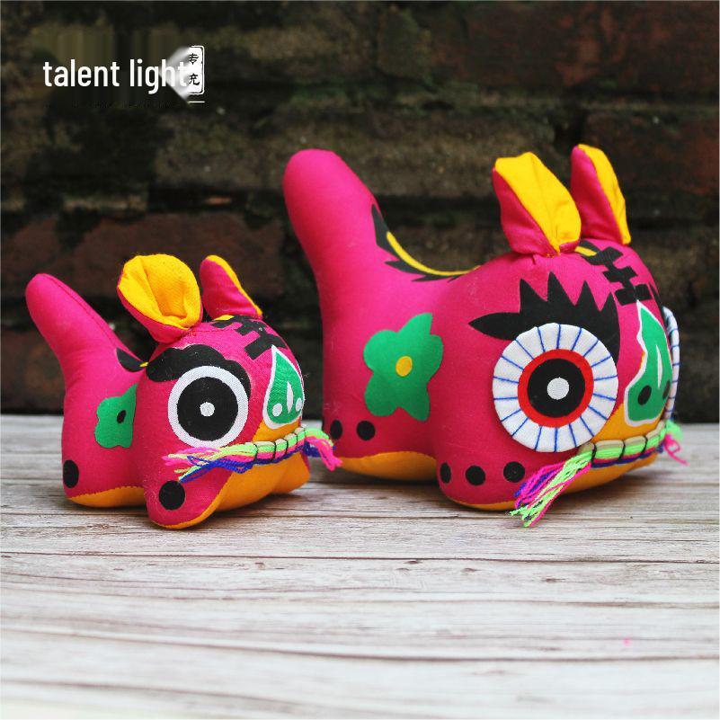 Traditional Chinese Tiger Cloth Ornament - Folk Art Souvenir for Travelers Medium