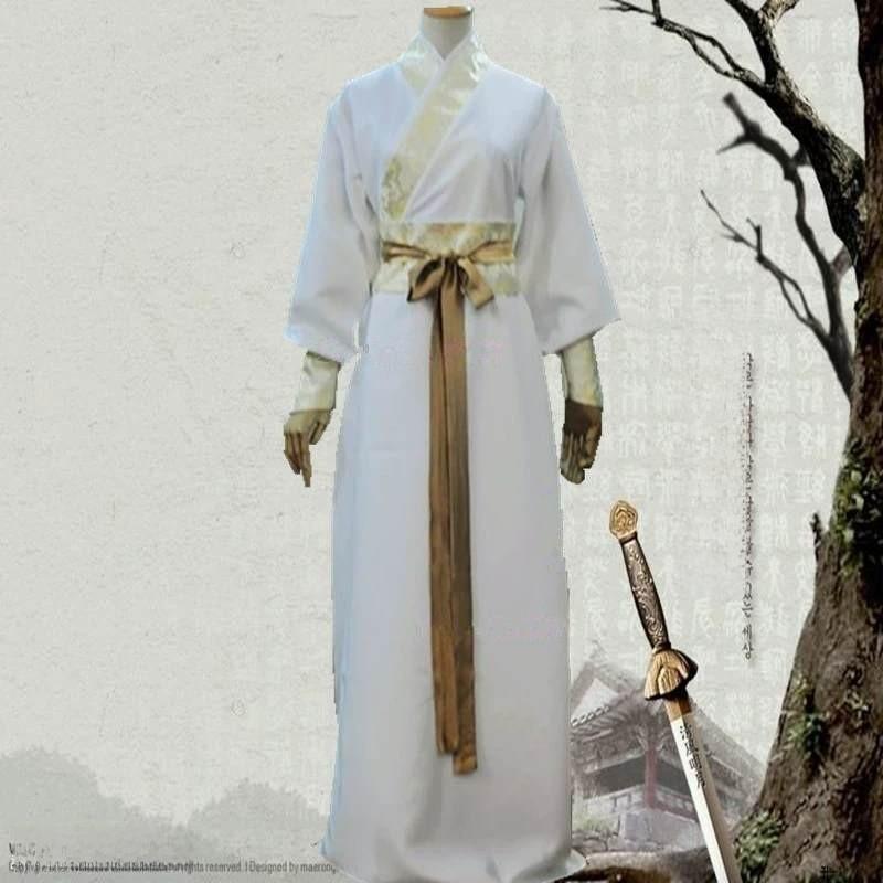 Hanfu Performance Costume With Rich Fabric And Decorative Belt For Stage And Ceremony Use
