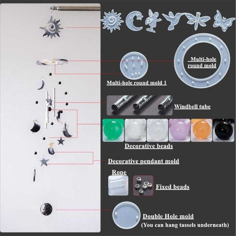 6 Stili Campanelli Eolici Stampo in Resina Epossidica per Ornamento Fai da Te