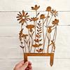 1Pc Rusty Metal Wildflower Stake Ground Plug Decor - Contemporary Garden Art,Perfect for Mother's Day or Birthday Gifts No Electricity Needed