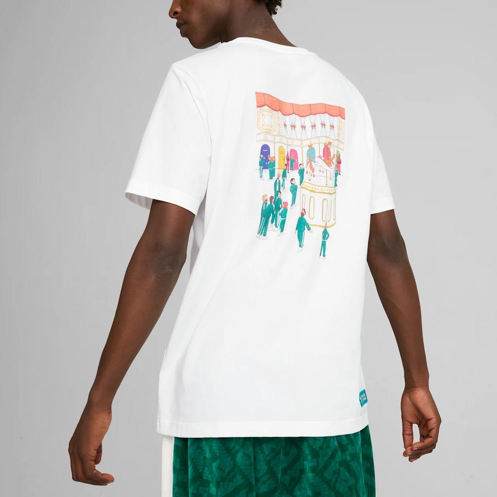 Puma Graphic Print Crew Neck Short Sleeve T-Shirt Men Tops White 62742602