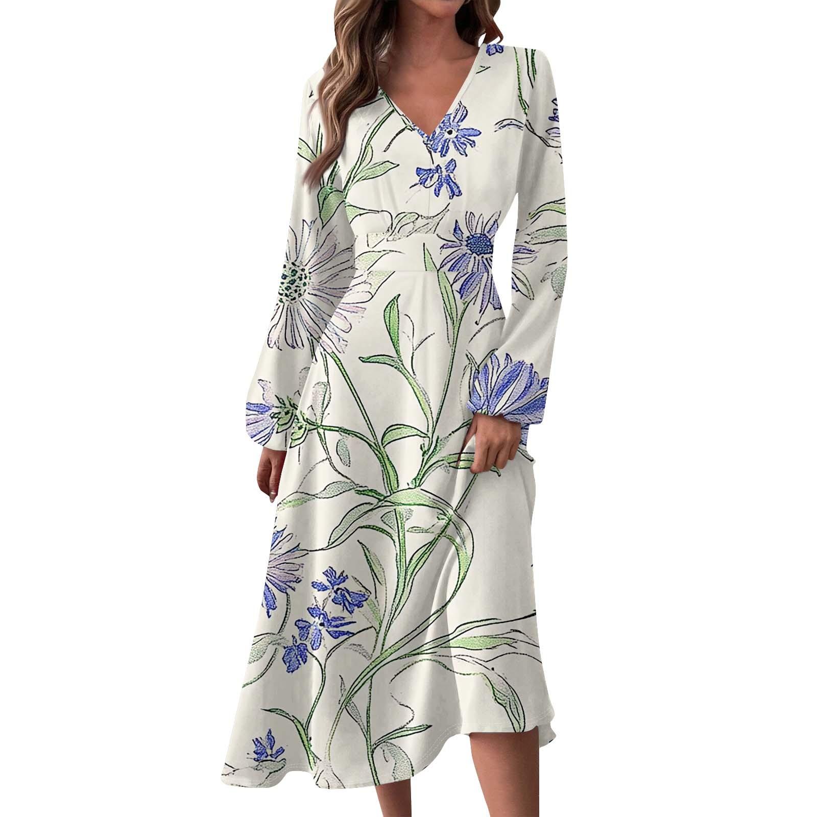 

Женское осенне-зимнее повседневное модное длинное платье с V-образным вырезом и длинными рукавами в полоску, подходящее для повседневной жизни и вечеринок L синий