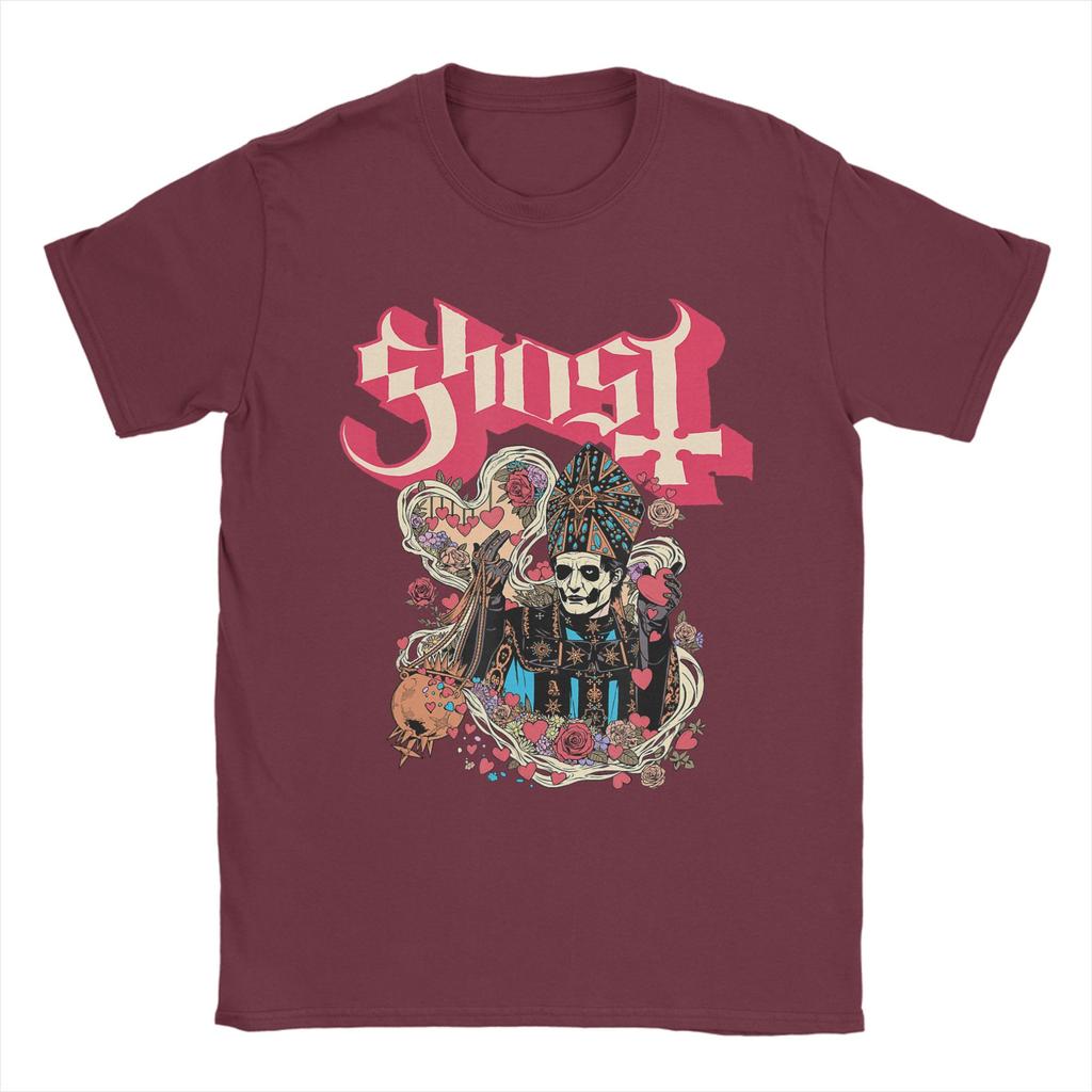 Ghost Band Valentines Day Flower Heart Skull T Shirt Summer Cotton TShirts For Man Hipster Tee Shirt ShortSleeve Vintage Tees
