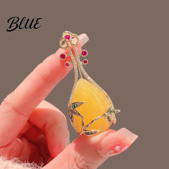 Decorative Lapel Pin Lute Brooch for Women Vintage Chinese Musical