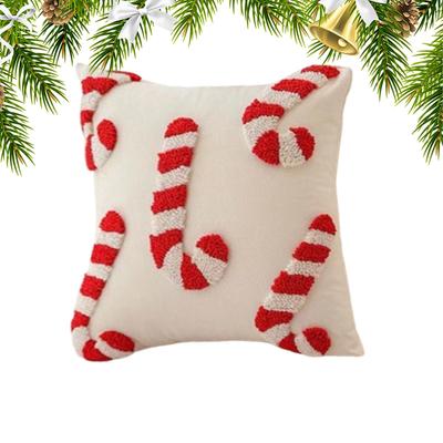 Christmas Cane Sugar Pillow Cover Zipper Closure Decorative Living Room Car Office Pillowcase 2025 Xmas Navidad Party Supplies