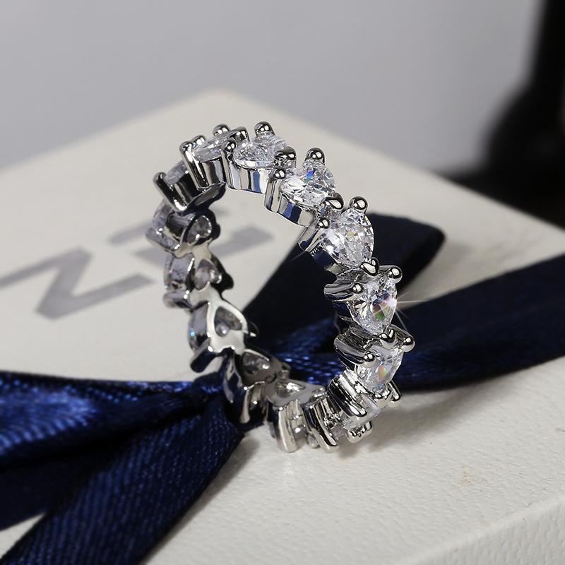 Copper New Promise Rings for Women Dazzling Cubic Zircon Graceful Accessories Party Fine Girl Gift Trendy Jewelry