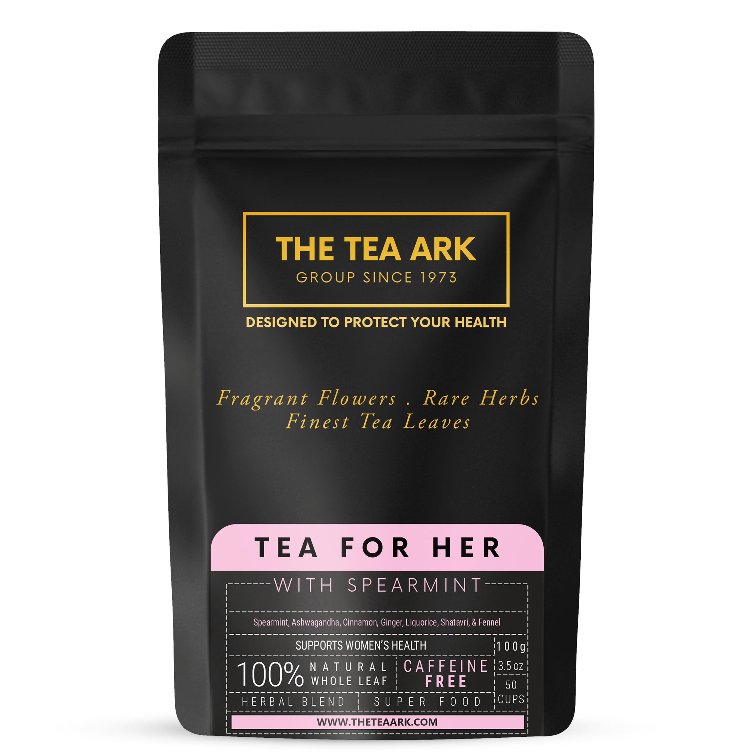 The Tea Ark Spearmint Tea For her Pcos Pcod, Herbal Powder Tea For Women With (Shatavari & Fennel) Caffeine Free, Hormonal Balance, Reduce