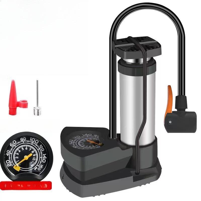 Portable High Pressure Bicycle Foot Pedal Pump with Gauge Quick Inflator Pump Electric Motorcycle Car Basketball Inflator