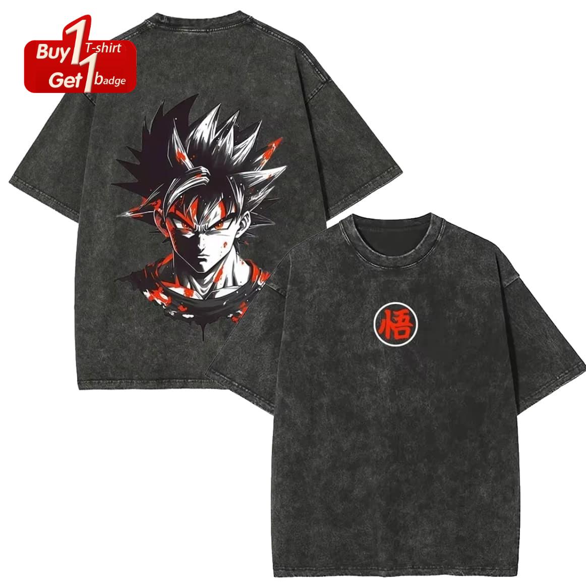 

Dragon Ball Majin Goku Graphic Printed Tshirt Mens and Womens Washed Tshirt High Quality Vintage Tshirt Harajuku Tops L