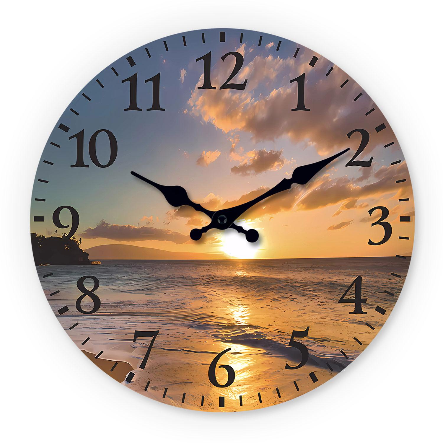 [10-14Inch] High-Quality 1 High-Quality Wooden High-Quality Patterned High-Quality Wall High-Quality Clock, High-Quality Silent High-Quality Running (as the picture,10 Inch)